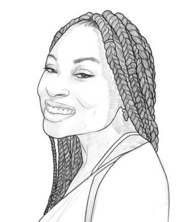 Black And White Illustrated Headshot Of Darian Harris