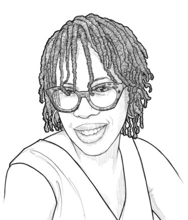 Black And White Illustrated Headshot Of Tracey M Johnson