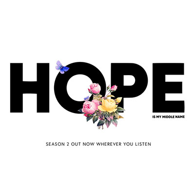 Hope is my Middle Name Logo - Black sans-serif type with bouquet of flowers
